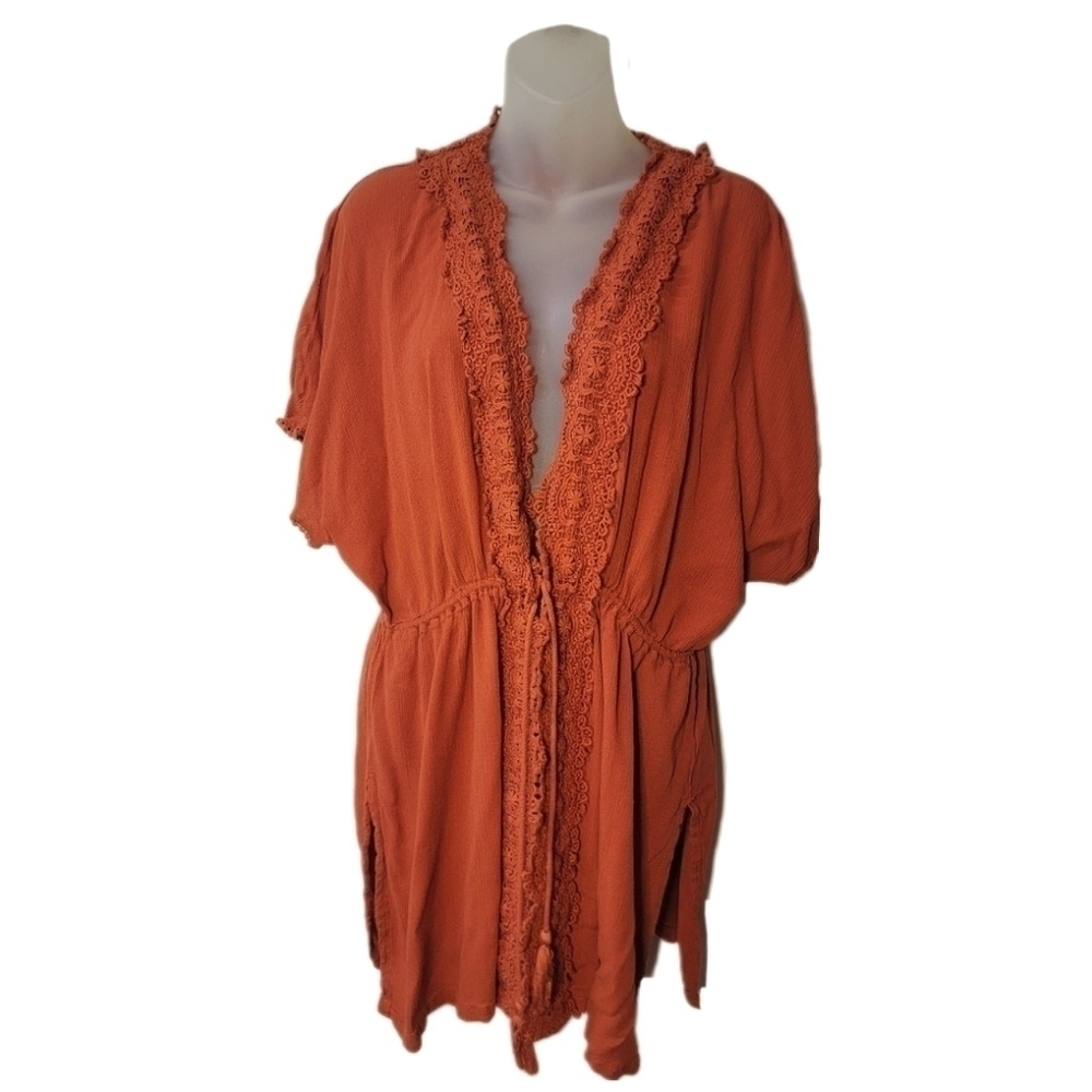Crochet Trimmed Swim Cover up